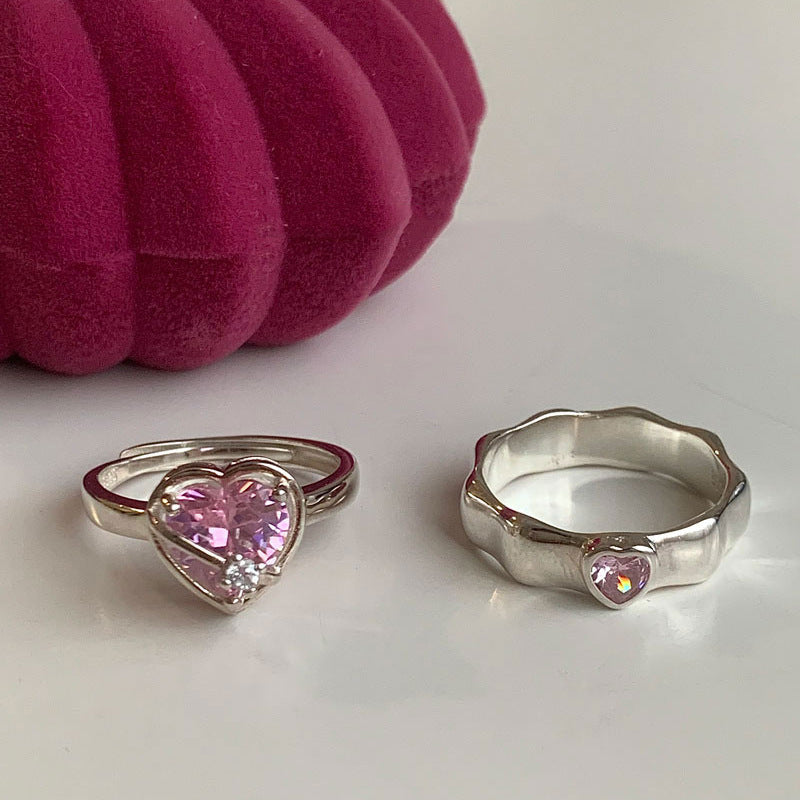 Copper Heart Ring With Zirconia For Women Adjustable Romantic Elegant Heart Shaped Fashion Ring Anniversary XO