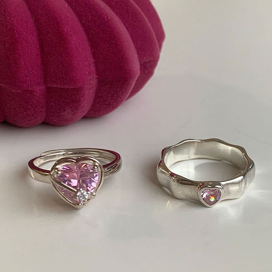 Copper Heart Ring With Zirconia For Women Adjustable Romantic Elegant Heart Shaped Fashion Ring Anniversary XO