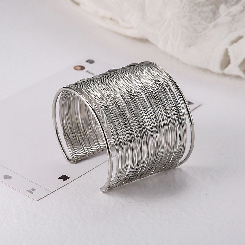 Womens Electroplated Alloy Bracelet Multi Layer Bangle Hollow Out C Shaped Fashion Jewelry Trendy Bracelet For Girls