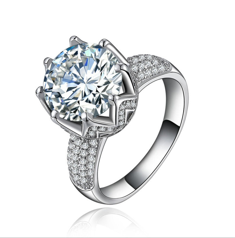 Womens Fashion Heart Ring Copper Plated Zircon Gemstone Jewelry Elegant Ring Gift For Women And Girls Her Gift