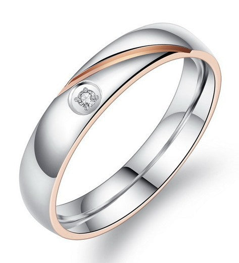 Stainless Steel And Titanium Steel Couple Rings Polished Finish Matching Set Elegant Unisex Design For Couples