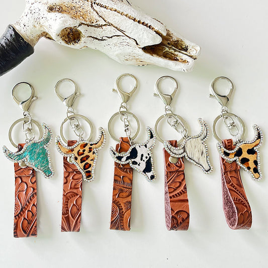 Leather Keychain Handcrafted Ethnic Design Key Holder