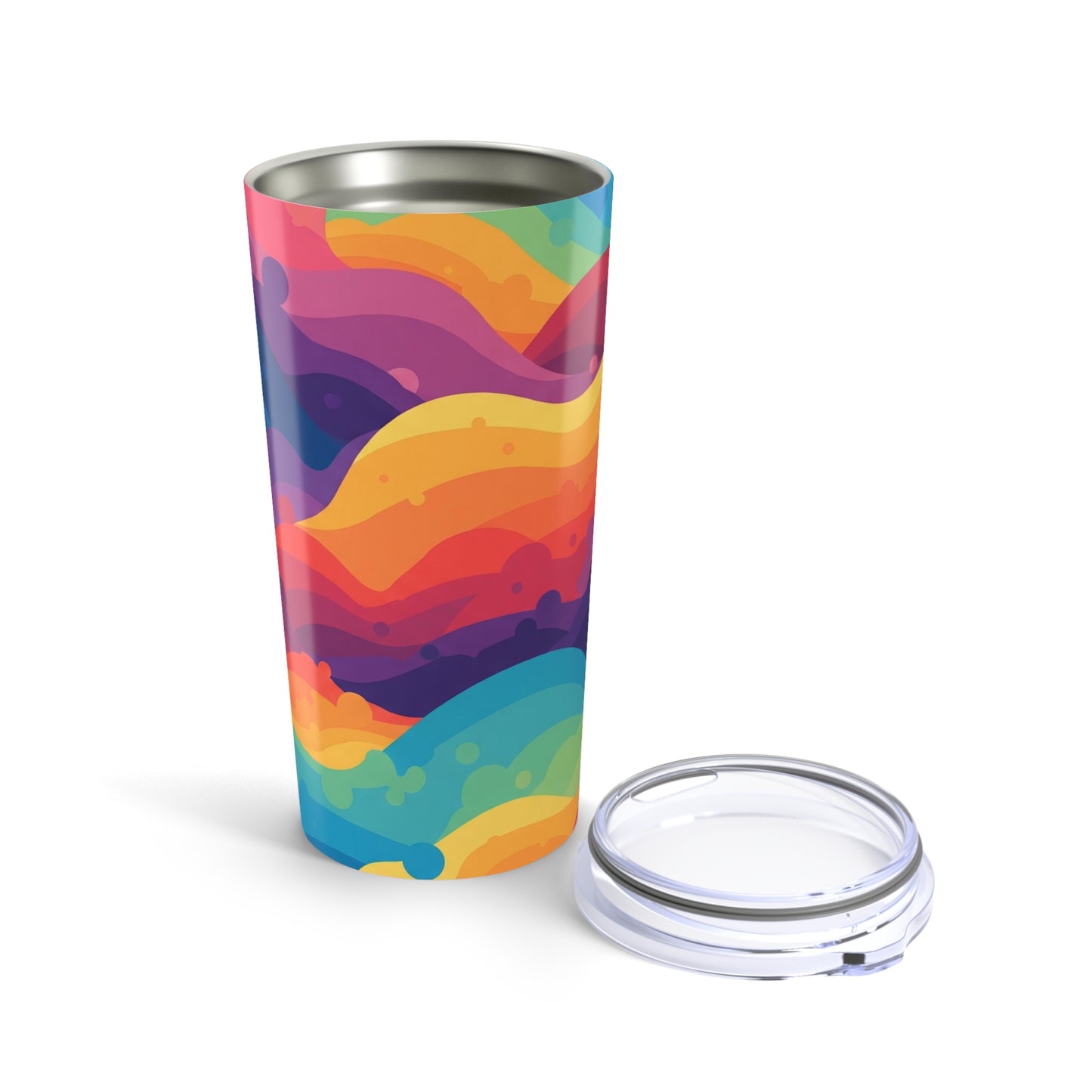 20 Ounce Stainless Steel Tumbler With Double Wall Vacuum Insulation Spill Resistant Printed Travel Mug For Hot Or