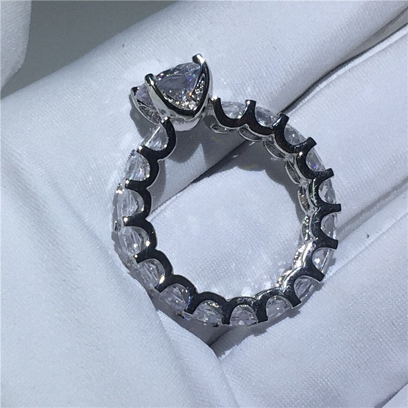 Promise Engagement Wedding Band Ring 925 Sterling Silver 1ct Cubic Zirconia Durable Jewelry Sleek Silver Touch