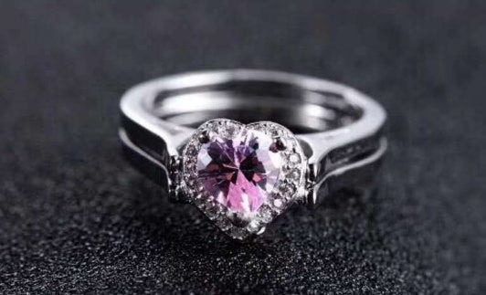 Adjustable Copper Ring Heart Design With Alloy Gemstones Electroplated Finish Fashion Jewelry Gift For Her Gift