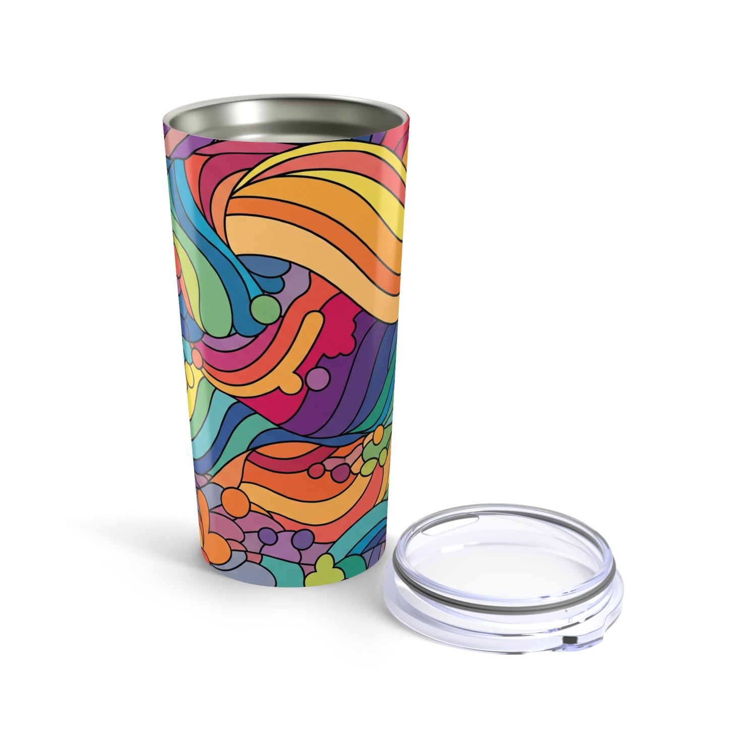 20oz Steel Tumbler With Double Wall Vacuum Insulation Spill Resistant BPA Free Printed Design For Hot And Cold