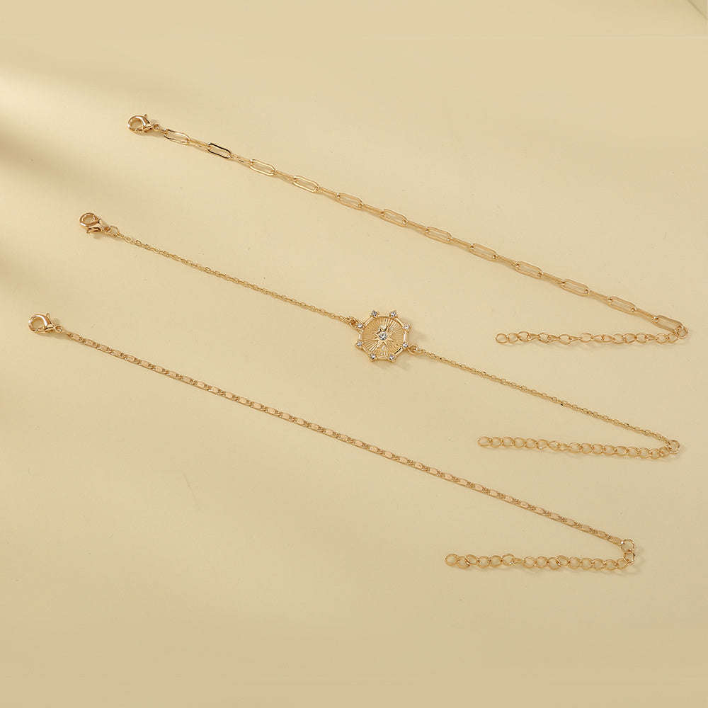 Womens Layered Bracelet With Star Diamond Tag And Lattice Chain Europe Inspired Zinc Alloy Copper Jewelry Elegant