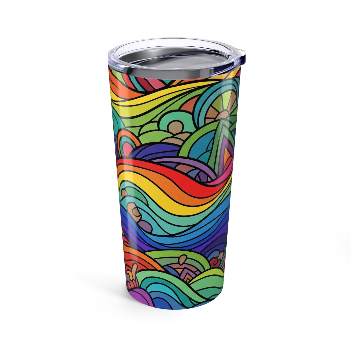 20 Ounce Stainless Steel Tumbler With Printed Design Double Wall Vacuum Insulated Leak Proof Travel Mug BPA Free