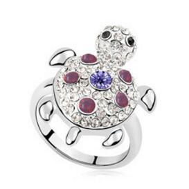 Womens Turtle Ring Zodiac Design Alloy Crystal Inlaid Cute Adorable Jewelry Gift For Her Birthday For Gift Lovers