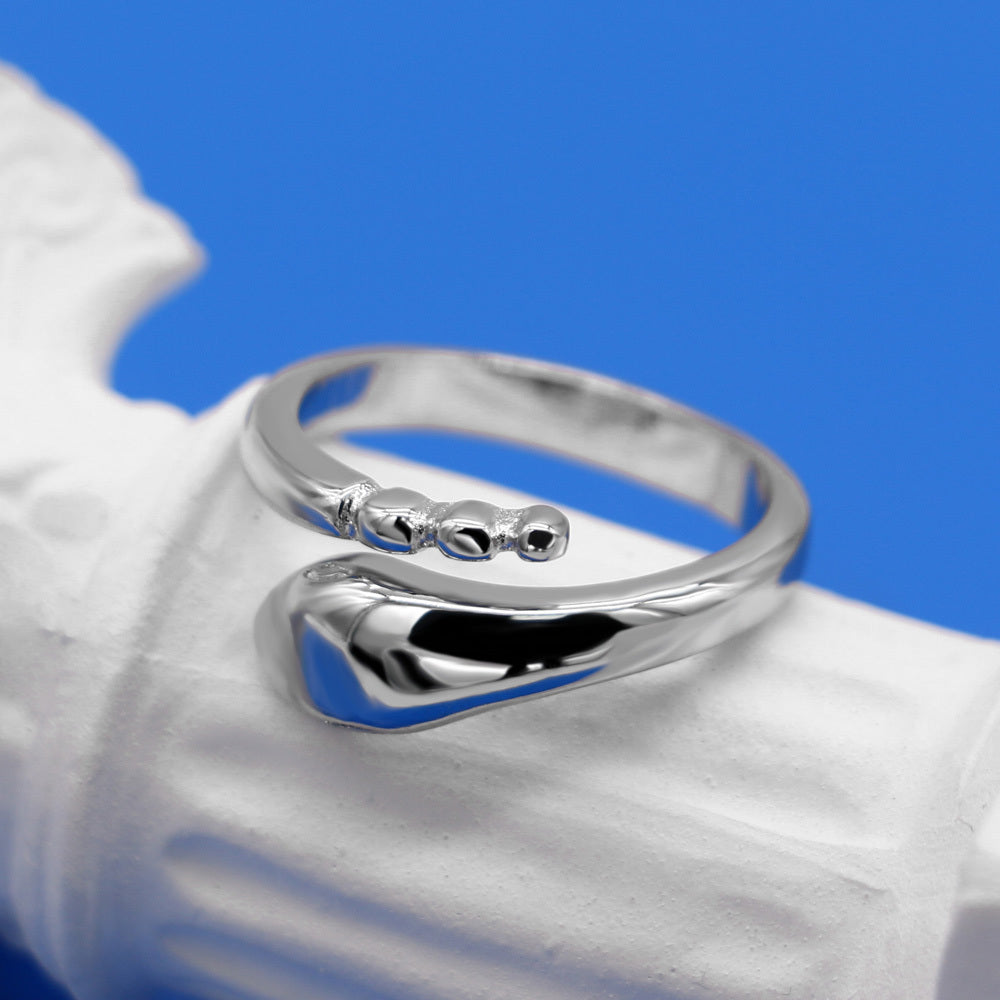 Silver Plated Open Snake Ring Adjustable Copper Jewelry Women Elegant Fashion Accessory Gift Handmade Daily Wear