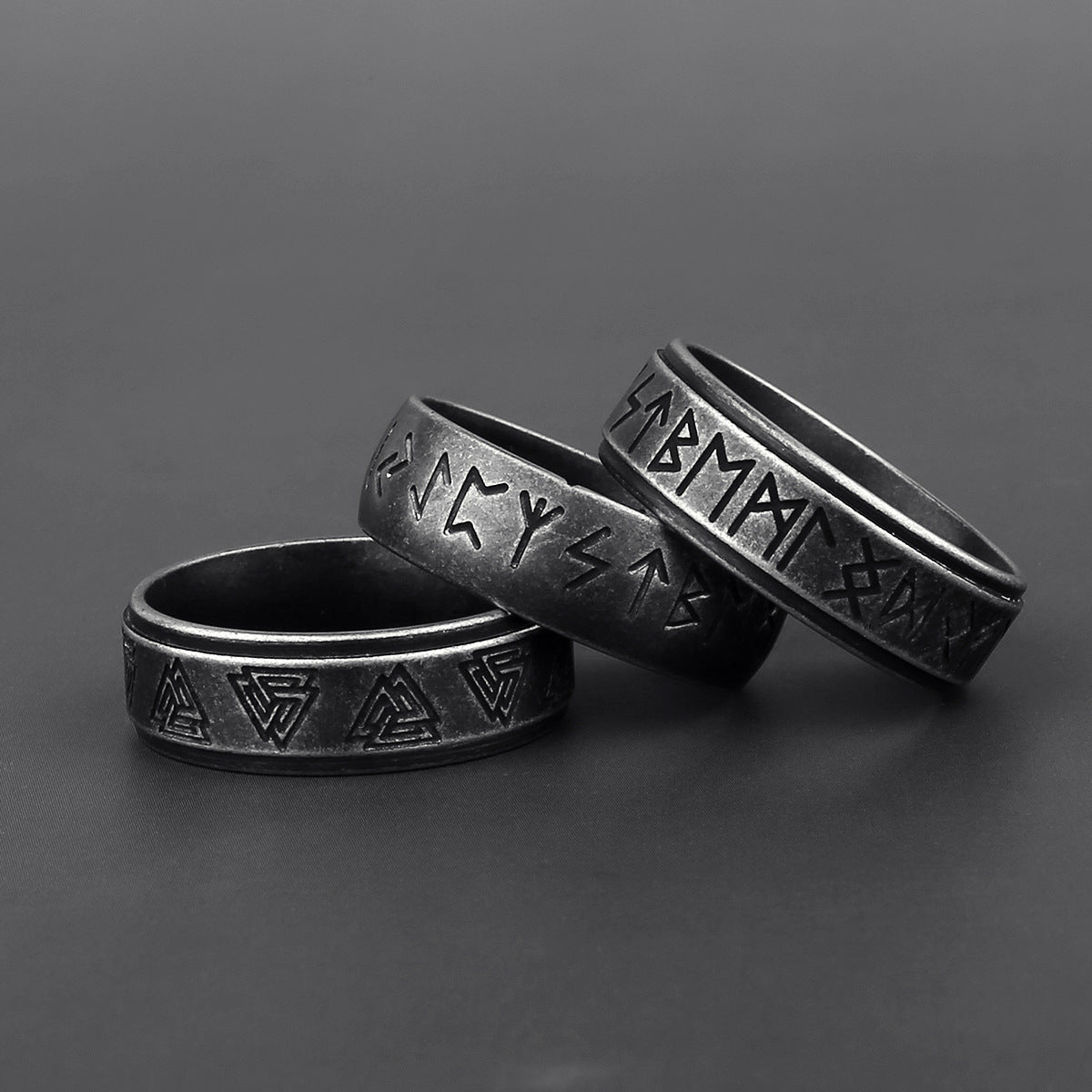 Titanium Steel Ring For Men All Match Fashion Ring With Retro Style Polished Finish Original Design Rune Pattern