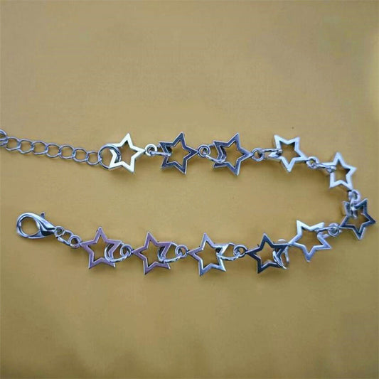 Womens Pentagram Bracelet Retro Hollow Five Pointed Star Bangle Adjustable Fashion Gift For Her Charm Bracelet