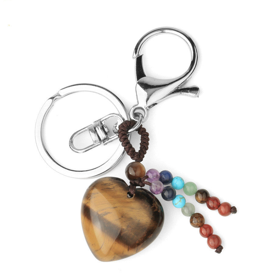 Natural Stone Keychain Electroplated Love Heart Key Chain Water Drop Bell Freshly Baked Unique Stone Drop Bell