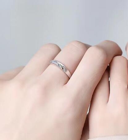 Couple Ring Set Mountain Shaped Matching Bands For Him And Her Sunrise Moon Antithetical Drop Design For Pairs