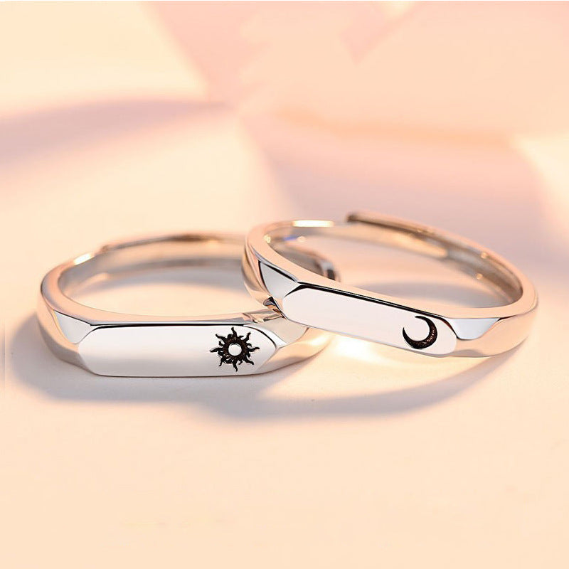 Adjustable Magnetic Geometric Couple Rings for Women and Men Alloy Matching Promise Rings Fashion Accessory Jewelry