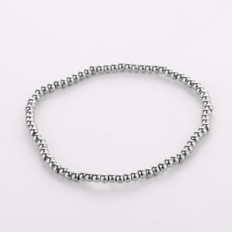 Womens Bead Bracelet Stainless Steel Simple Design Jewelry