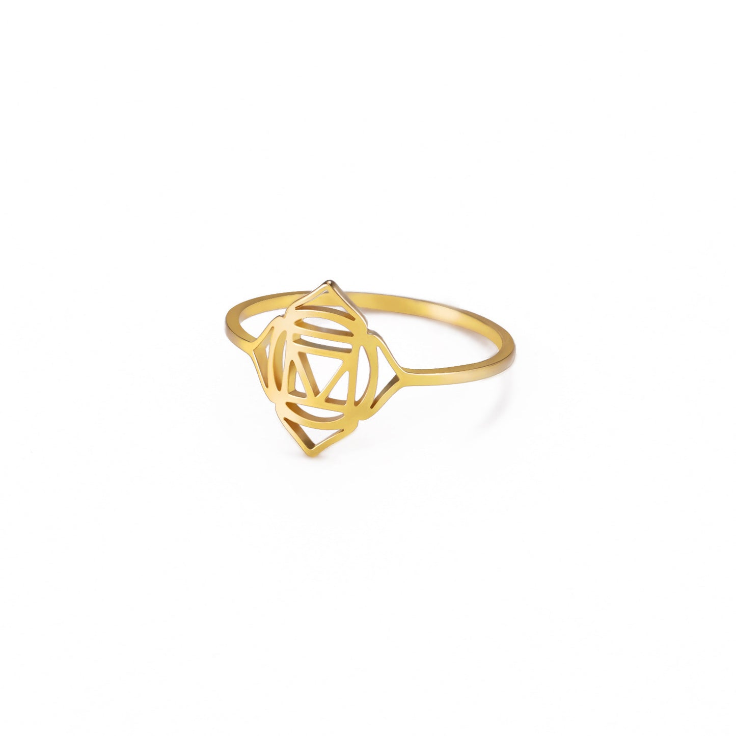 Unisex Titanium Ring Datura Flower Design Plated Chakra Symbol Jewelry Steel Ring 6 7 8 9 10 11 Elegant Design