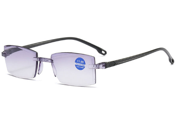 Frameless Reading Glasses With Diamond Trim Anti Blue Light Coating Polycarbonate Lenses Alloy Frame Unisex Readers