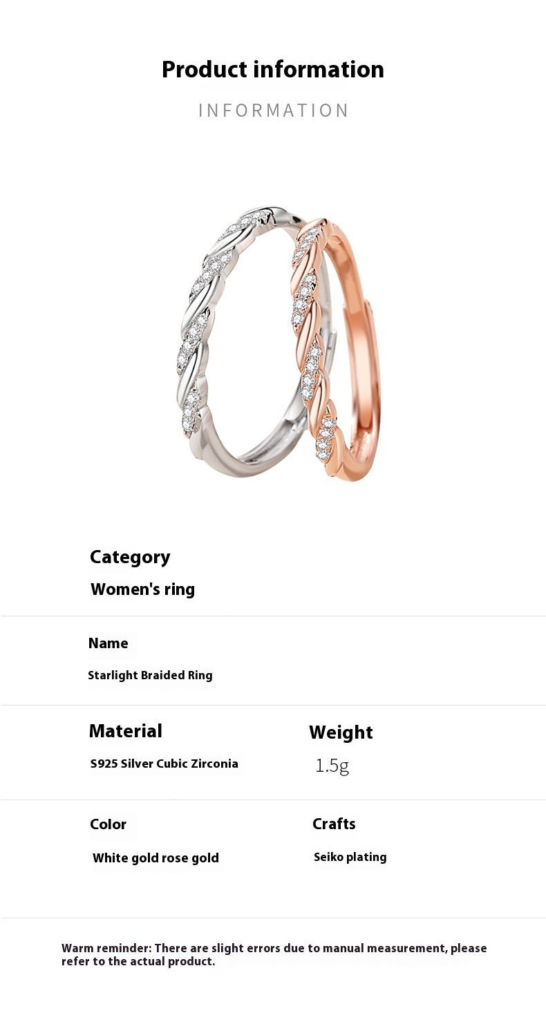 Womens Adjustable 925 Sterling Silver Ring With Olive Branch Geometry Woven Band Fashion Jewelry For Every Day