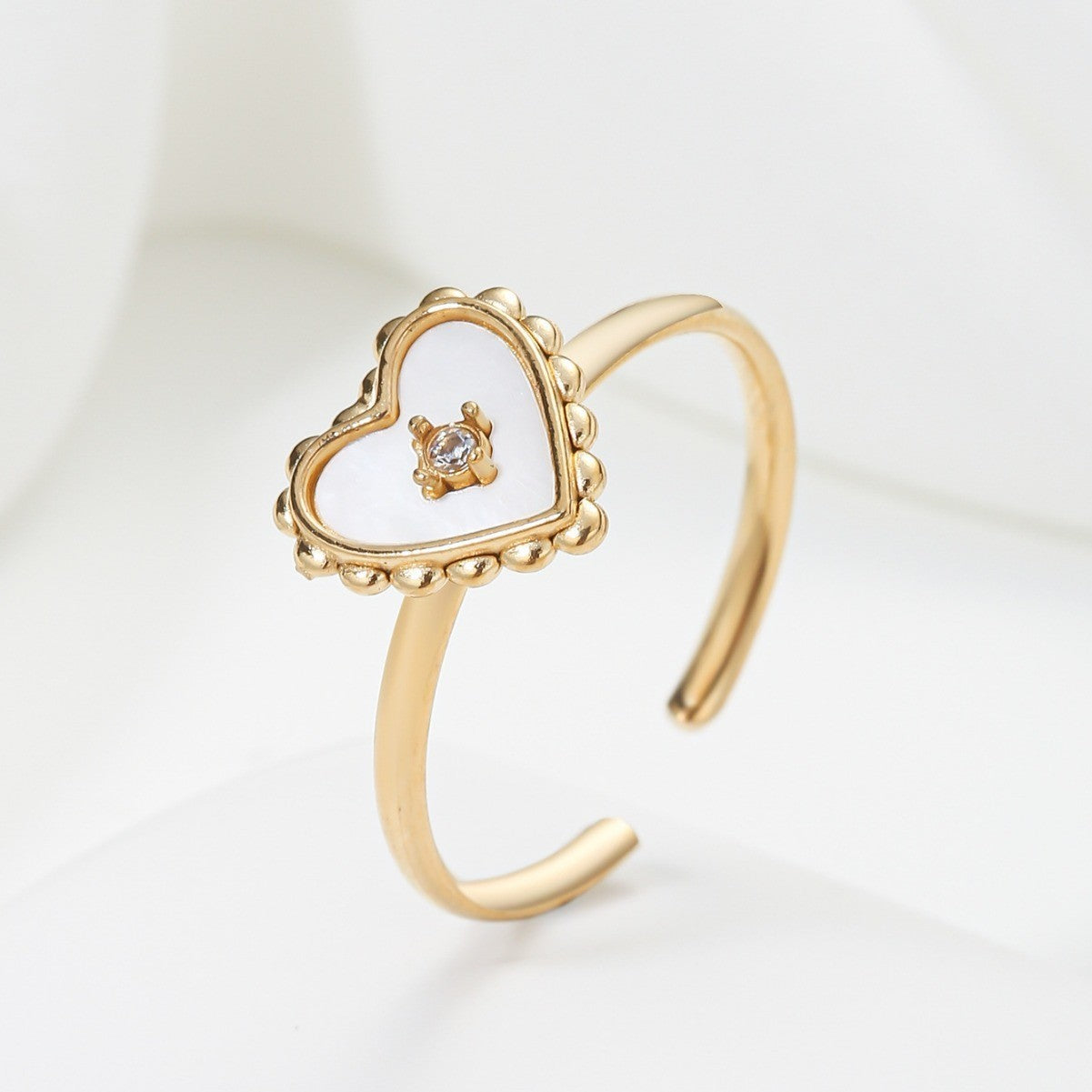 Womens Inlaid Zircon Ring Open Adjustable Geometric U Shape Copper Ring Korean Ring Elegant Ring Womens Jewelry Gift for Her Party Ring Fashion Ring Simple Ring