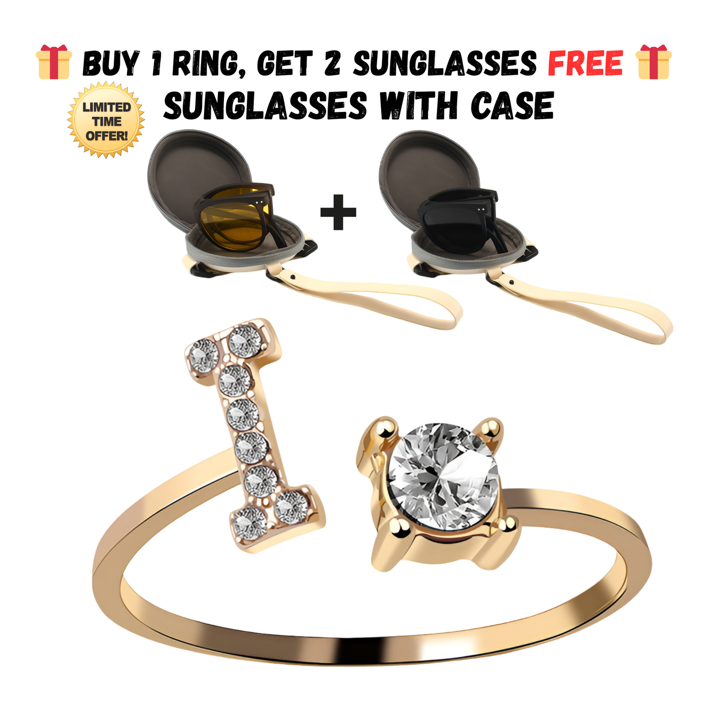 Adjustable Letter Zircon Ring with Alphabet Initials A Z Copper Alloy Jewelry Gift for Women Elegant Gift Idea