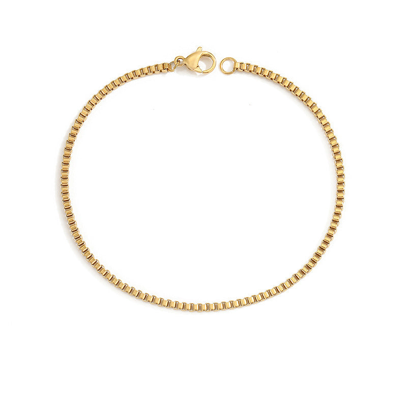 Stainless Steel Box Chain Bracelet Men Women Gold and Rose