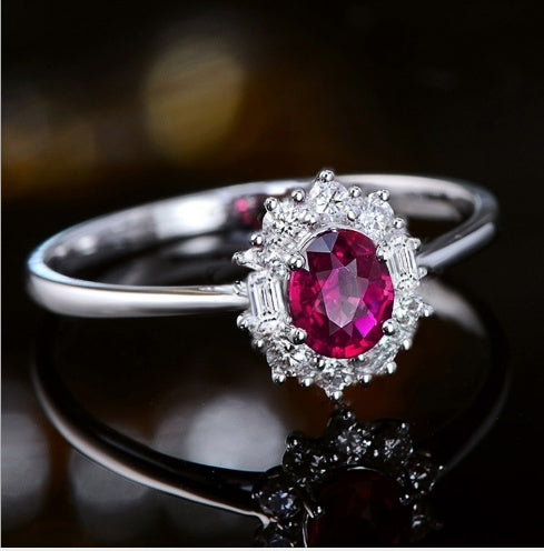 Vintage Red Zircon Ladies Ring Copper Jewelry Elegant Classic Statement Accessory Everyday Wear Gift For Any Occasion