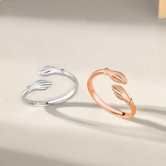 Sterling Silver Hug Ring Open Adjustable Niche Design Statement Ring With Elegant Everyday Look Gift Ready Now