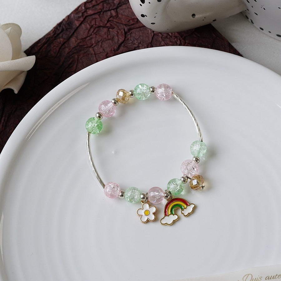 Womens Beaded Bracelet With Pearl Crystal And Alloy Animal Zodiac Charms Cartoon Adjustable Length Cute Charm