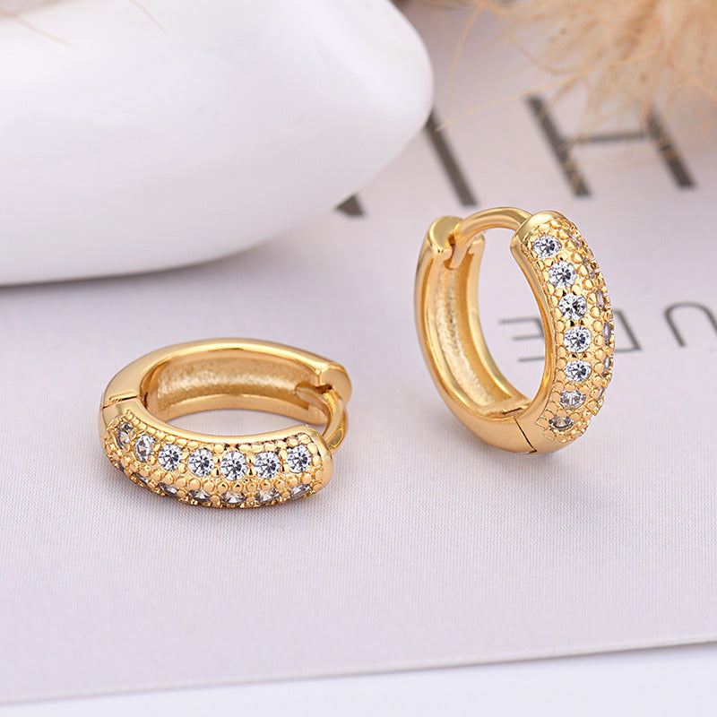 Diamond Zircon Circle Earrings Silver 925 Needle Posts Unisex European Style Elegant Jewelry Fine Craftsmanship Sparkle