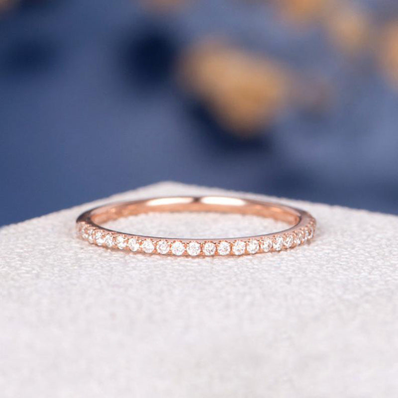 Geometric Half Ring Alloy Inlaid Zircon Wedding Band