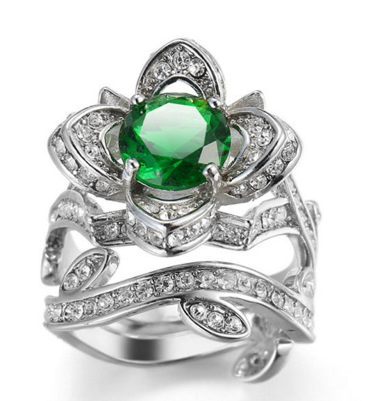 Creative Rose Zircon Jewelry Ring Elegant Flower Design Ring for Women Fashion Statement Ring Party Jewelry Gift for Her