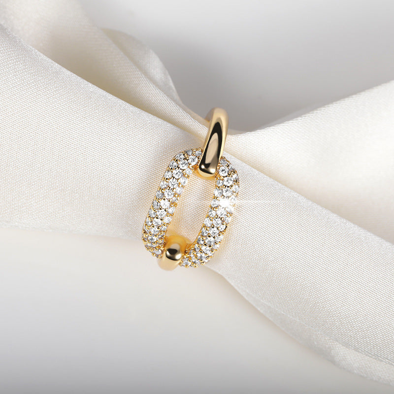 Geometric Arc Open Ring in Copper Adjustable Fashion Jewelry Korean Style Elegant Modern Statement for Daily Wear