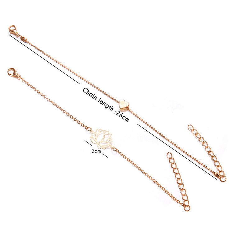 Heart Shaped Bracelet Hollow Lotus Electroplated Alloy Fashion Jewelry For Anniversary Celebrations Employee Benefits