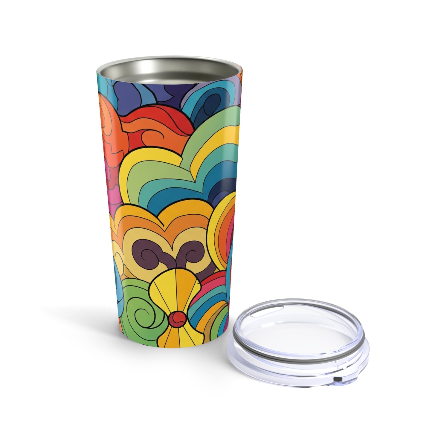 20 Oz Stainless Steel Tumbler With Printed Artwork Double Wall Vacuum Insulated Leak Proof For Hot And Cold Drinks