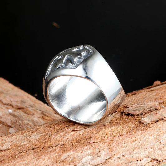 Retro titanium steel cross men's ring