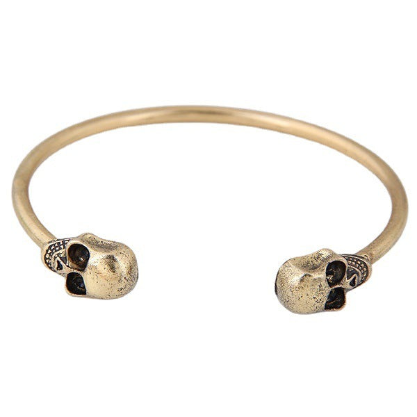 Womens Double Sided Skull Bracelet Alloy Geometric Bangle