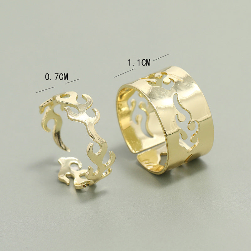 Gold Tone Unisex Ring Set Two Piece Metal Band Size 7 Everyday Wear Jewelry Two Rings Fashion Accessory Classy