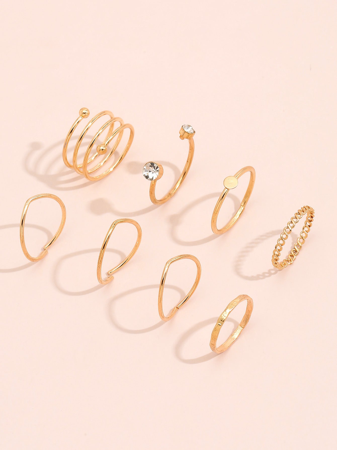 Womens Geometric Ring Set Trendy Joint Rings European American Fashion Zinc Jewelry Gift For Daily Wear Deals