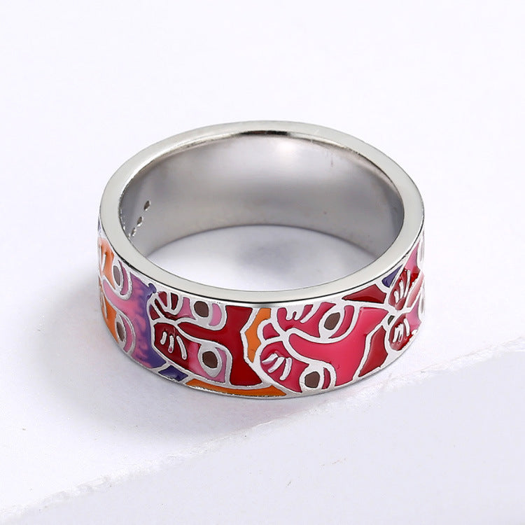 Womens Enamel Gold Plated Gemstones Ring High Quality Brass Fashion Jewelry Unique Durable Statement Accessory