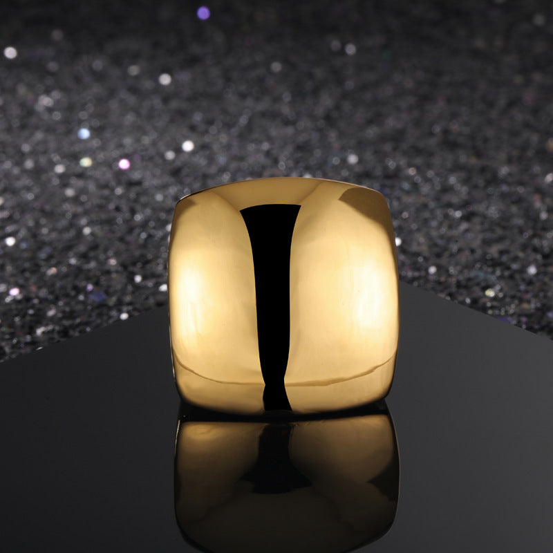 Women Titanium Steel Ring Gold Plated Fashion Ring Durable Band Stylish Jewelry Size 6 7 8 9 Elegant Gold Tone