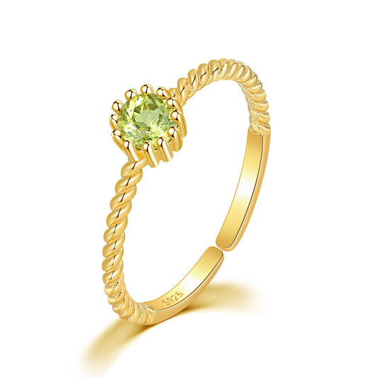 Womens Sterling Silver Ring With Natural Topaz Stacking Star Moon Geometric Fashion Jewelry High Quality Shiny