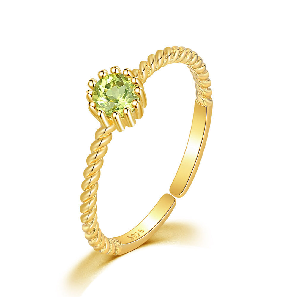 Womens Sterling Silver Ring With Natural Topaz Stacking Star Moon Geometric Fashion Jewelry High Quality Shiny