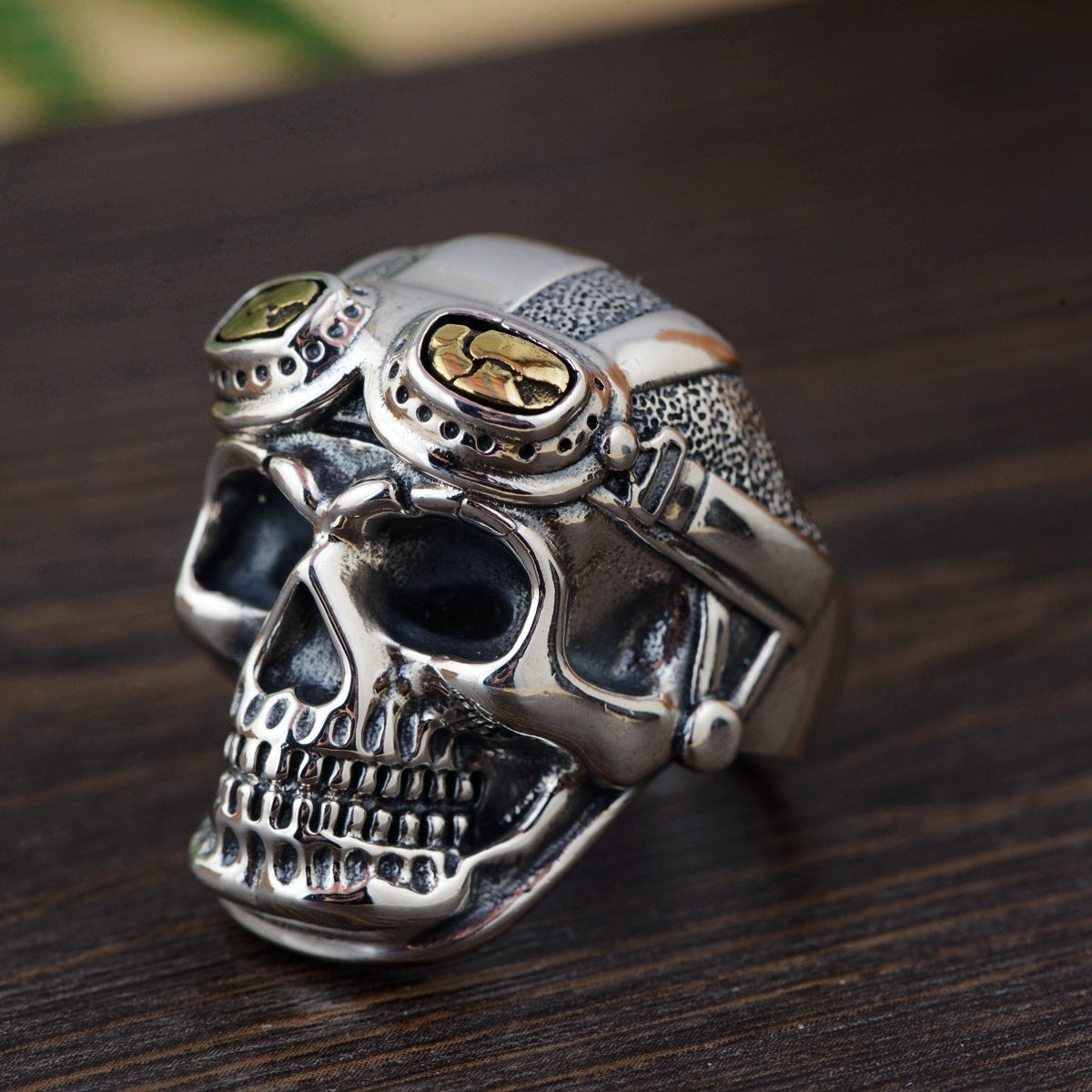 Mens Alloy Geometric Skull Ring Electroplated Pilot Ring Festival Gift Independent Packaging Domineering Ring Accessory
