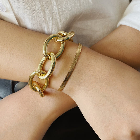 Geometric Punk Metal Bracelet Bangle Golden Fashion Jewelry Accessory Vintage Design Gift for Women Statement Piece