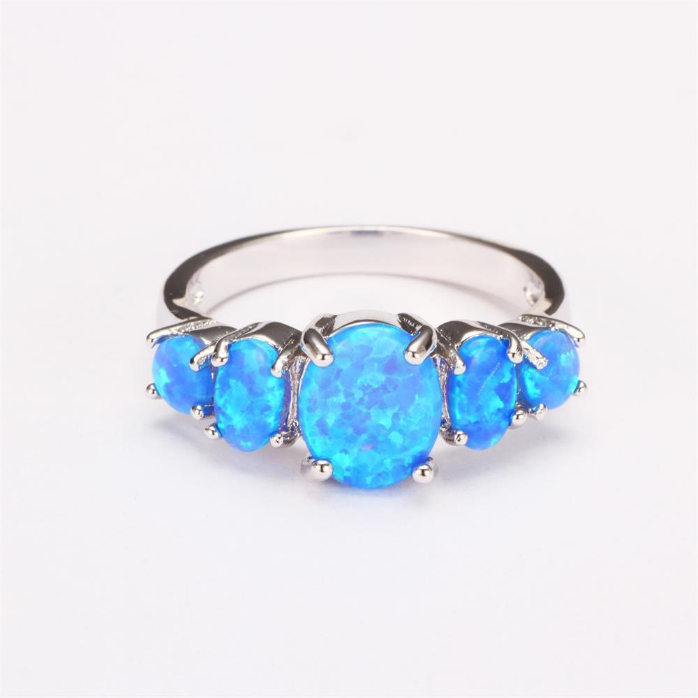 Natural Blue Opal Ring 925 Sterling Silver Gold Plated Unisex Wedding Jewelry Gift Size 6 To 10 Elegant Design