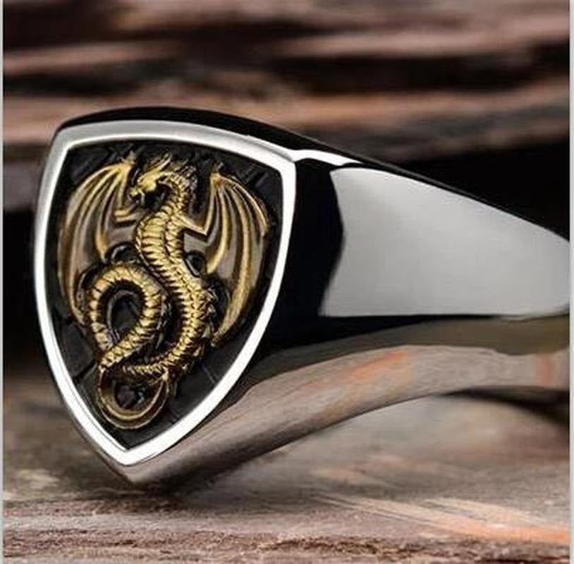 Unisex Dragon Ring Zodiac Fashion Ring Alloy Statement Ring Gold Finish Dragon Jewelry Ring Ring Men And Women