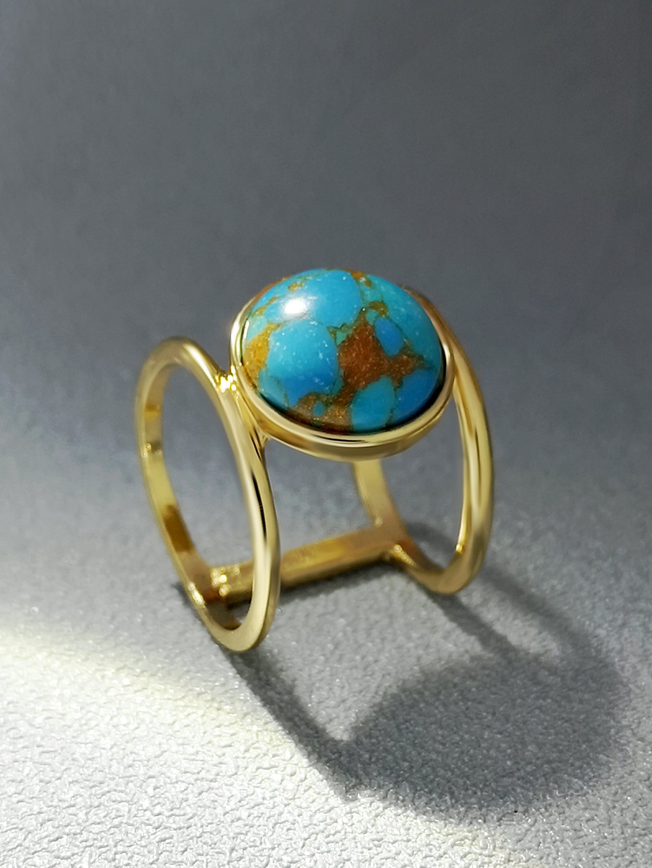 Womens Geometric Metal Alloy Ring Turquoise Inlay Unique Design For Everyday Wear And Special Occasions Simple