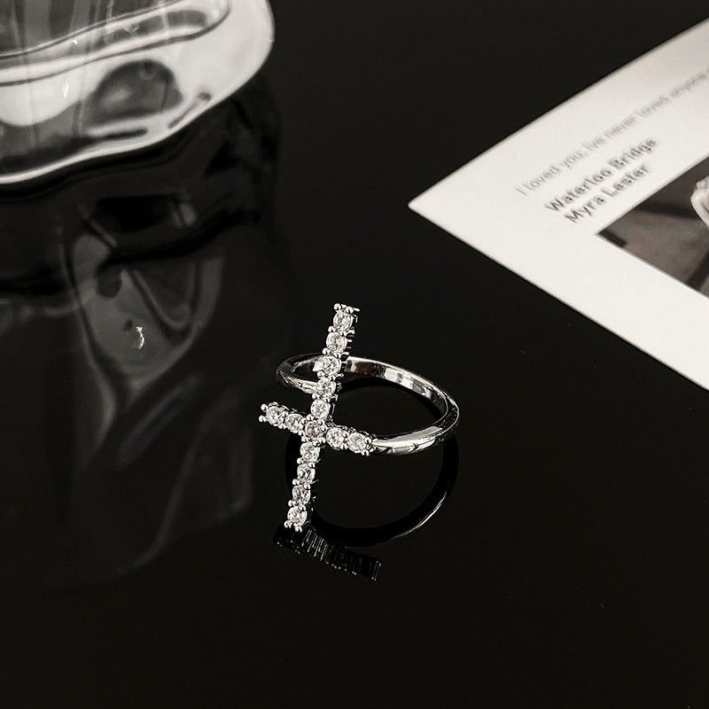 Womens Adjustable Zircon Ring Inlaid Gold Plated Copper