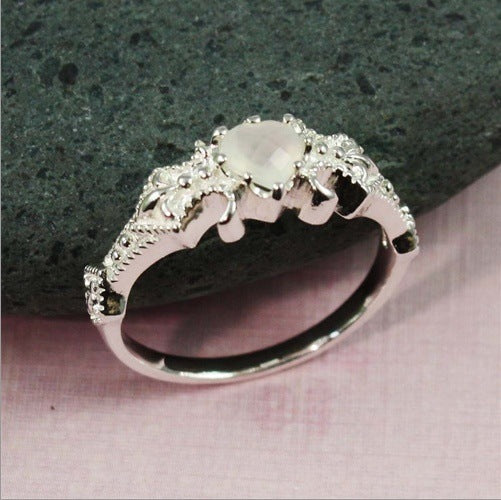 Heart Shaped Opal Ring Copper Band Gemstone Jewelry For Women And Girls Elegant Ring For Everyday Wear In Copper
